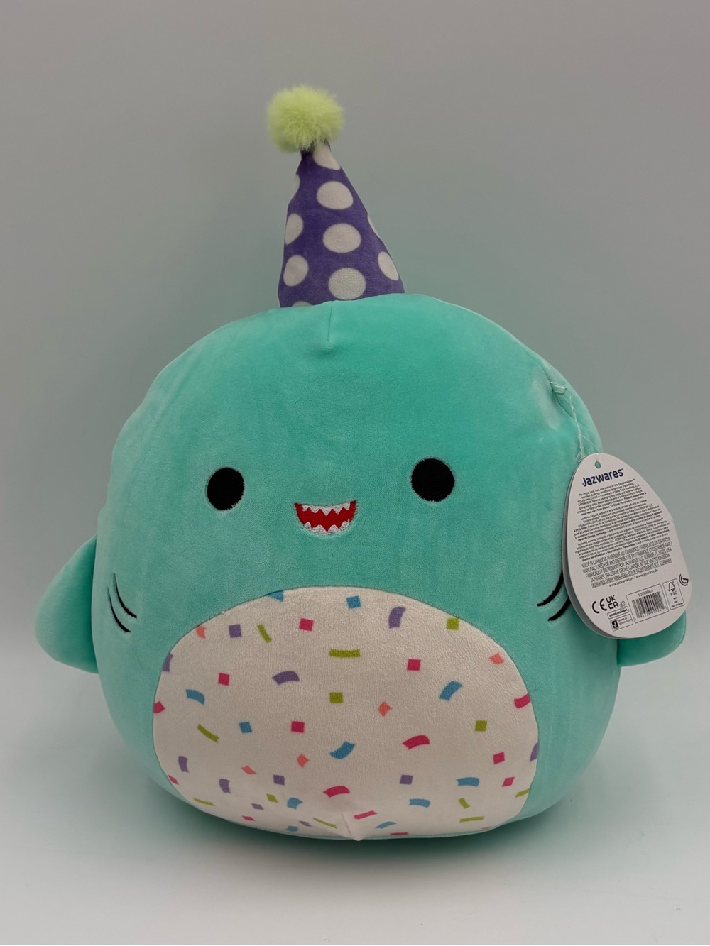 Squishmallows Sharon Shark Birthday Party Hat Plush 10” NWT Jazwares